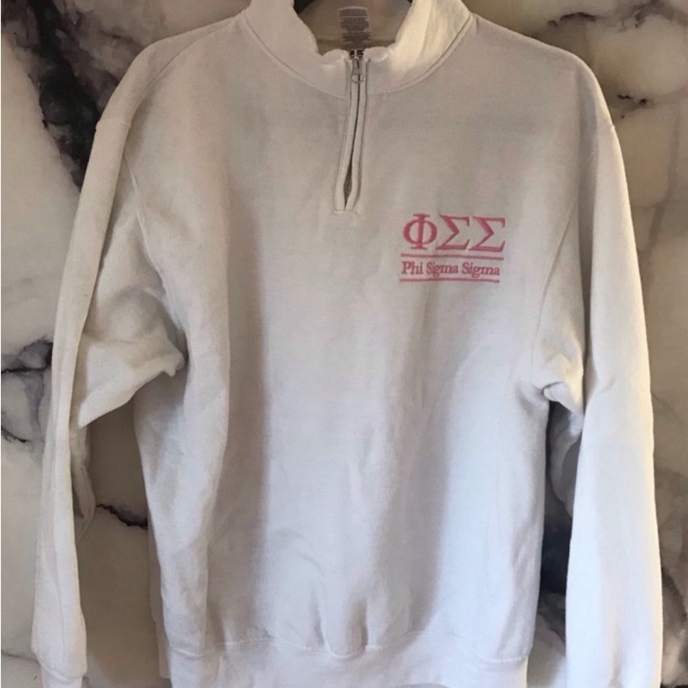 Phi Sigma Sigma White Quarter Zip Sweater